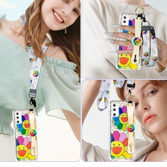 Rainbow Flowers Sunflower with Wrist Strap for Samsung Galaxy S20 FE - Picture 5 of 6